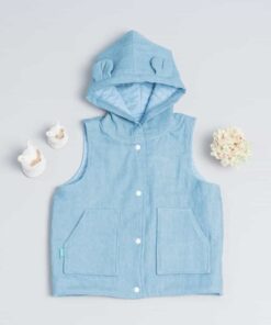 保暖連帽(雙面)背心-訂製 牛1vs高厚5 - 100cm, 牛1