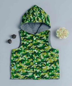 保暖連帽(雙面)背心-訂製 迷彩3-紗