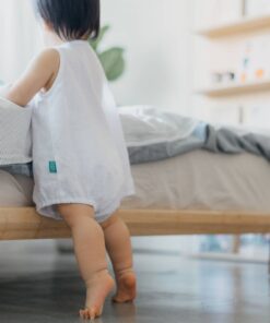 無袖包屁衣-訂製 白色棉麻