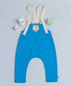 工作吊帶(長)褲- 褲身牛2(改牛仔棉麻)。柴犬貼布。