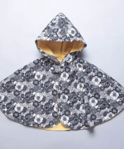 抗風防雨雙面斗篷-訂製 花3vs黃色