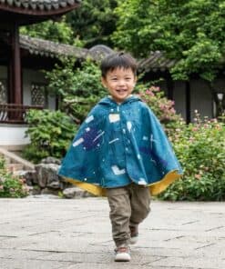 抗風防雨雙面斗篷-訂製 名17-紗(藍綠色)vs黃色