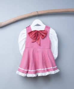 (僅洋裝)小v肩扣蓬裙洋裝-訂製 庫洛魔法使 棉麻28  裙擺白色織帶+白色蕾絲 (蝴蝶結需另購)