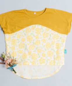 短袖上衣-現貨 花10vs輕薄1(黃)90cm