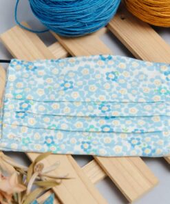 防疫紗布口罩套-藍色小花(加價購折抵50元)