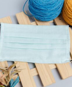 防疫紗布口罩套-棉麻-天空藍(加價購折抵50元)