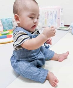 包屁鬆緊吊帶(短)褲-牛仔棉麻