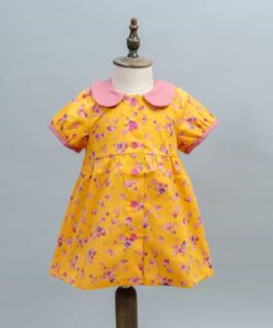 圓領袖邊洋裝(短袖)-現貨 花30 90cm