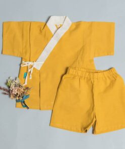 甚平和服-訂製 棉麻10(領邊配米白)