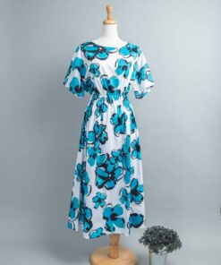 鬆緊帶連身洋裝(長袖)-現貨 花50