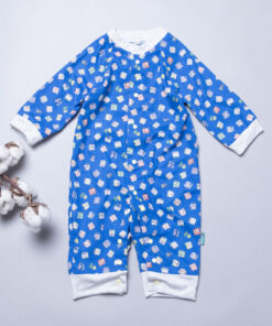 包屁連身衣(長袖)-訂製 交通9(藍底火車)