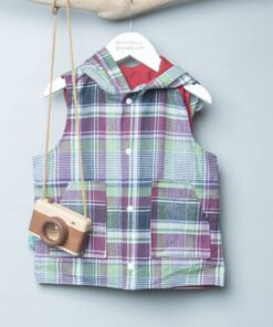 連帽(雙面)背心-訂製 蘇格蘭vs紅色鋪棉