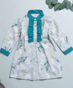 荷葉(長袖)洋裝-現貨 花58vs棉麻30 80cm