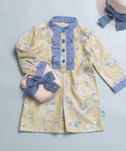 荷葉(長袖)洋裝-訂製 花56vs棉麻17 (領口、荷葉、袖口)#