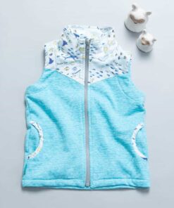 護頸高領拉鍊背心-訂製 動物3vs略厚16(藍刷毛)
