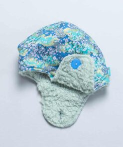 遮耳飛行帽(毛料)-訂製 和風25vs湖水綠