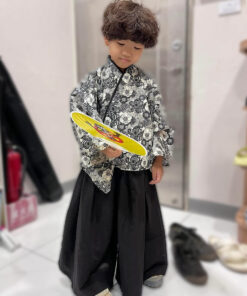 淺草振袖和服-訂製 花3vs黑色棉麻