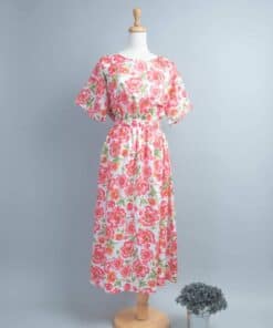 鬆緊帶連身洋裝(長袖)-訂製 花53