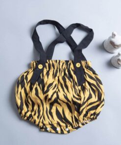 燈籠吊帶短褲-訂製 動物28-紗vs黑色棉麻