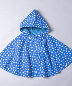 抗風防雨雙面斗篷-訂製 交通9(藍底火車)vs藍色防水