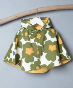 抗風防雨雙面斗篷-訂製 花48vs黃色防水