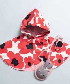 抗風防雨雙面斗篷-訂製 花68vs玫瑰粉