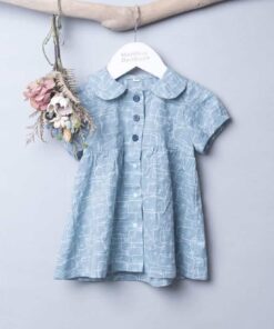 圓領袖邊洋裝(短袖)-訂製 幾何30