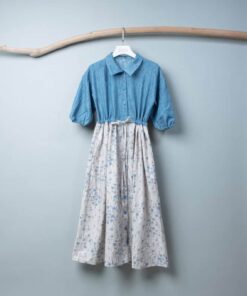 棉花糖半袖淑女洋-訂製 牛仔棉麻vs花69