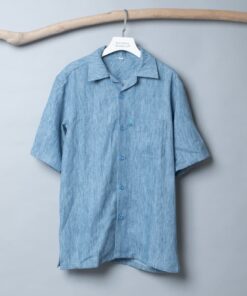 男夏威夷襯衫-牛仔棉麻