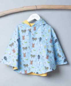 抗風防雨雙面斗篷-訂製 自然17(昆蟲)vs黃色防水