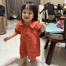 超過1000個家庭好評推薦 10 圓領袖邊洋裝(短袖)-訂製 棉麻28 小梅 龍貓 photo review