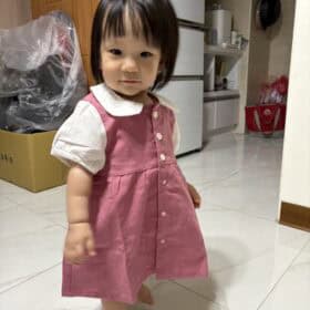 超過1000個家庭好評推薦 11 圓領袖邊洋裝(短袖)-訂製 棉麻28 小梅 龍貓 photo review