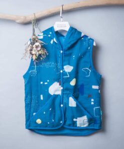 媽媽-戴帽背心-訂製 名15(藍)