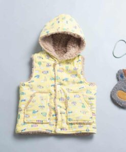 絨毛戴帽(雙面)背心-訂製 交通1vs黃色絨毛