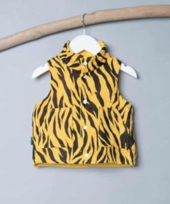 (沒有帽子)保暖高領(雙面)背心-訂製 動物28vs黃色厚棉