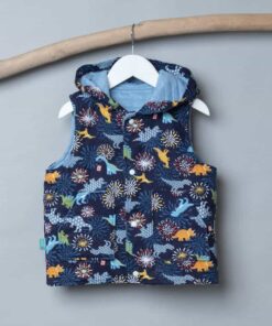 保暖連帽(雙面)背心-訂製 自然22vs藍色厚棉