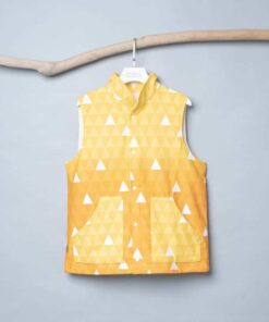 大人-立領無帽保暖背心-訂製 和風10vs黃色鋪棉(缺料)
