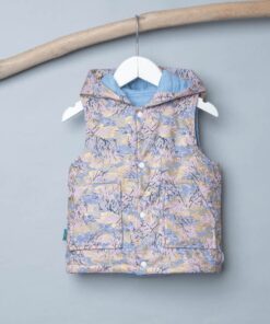 保暖連帽(雙面)背心-訂製 和風24vs藍色鋪棉