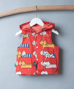 保暖連帽(雙面)背心-訂製 動物34vs中薄14