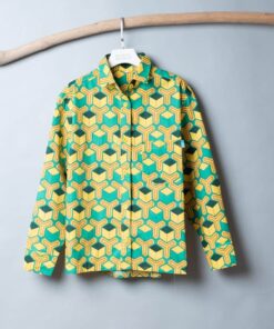 立領長袖襯衫-和風14 一般口袋