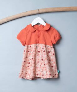 圓領洋裝(短袖)-訂製 棉麻29(上半)vs和風13(裙擺)