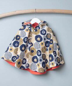 抗風防雨雙面斗篷-訂製 花75-帆vs棉麻14