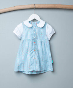 圓領袖邊洋裝(短袖)-訂製 花77