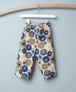 高腰寬管長褲-訂製 花75(不縮口)