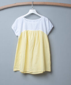 寧靜花園公主袖洋裝-訂製 白色棉麻vs棉麻20 龍貓 小月 小梅