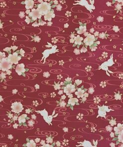 和風45(細棉)-紅底玉兔