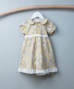 圓領洋裝(短袖)-訂製 花56 加腰封與蕾絲