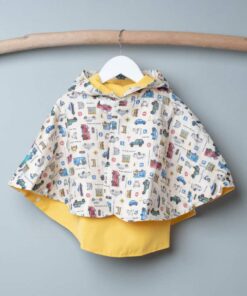 抗風防雨雙面斗篷-訂製 交通12-紗vs黃色