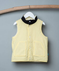 (沒有帽子)保暖高領(雙面)背心-訂製 棉麻20vs黃色鋪棉