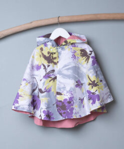 抗風防雨雙面斗篷-訂製 花80vs玫瑰粉